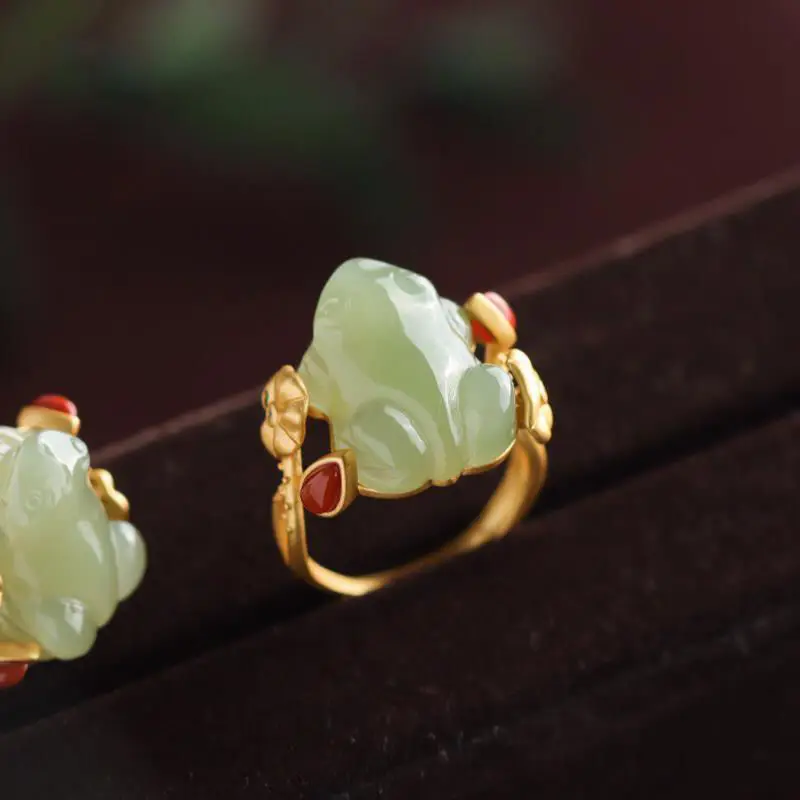 Rings - Grüne Jade Frosch Ringe Charms Natürliche