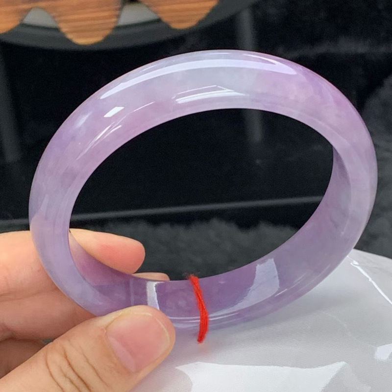 Bracelets - Violette, natürliche Jade-Armband mit großem Umfang,