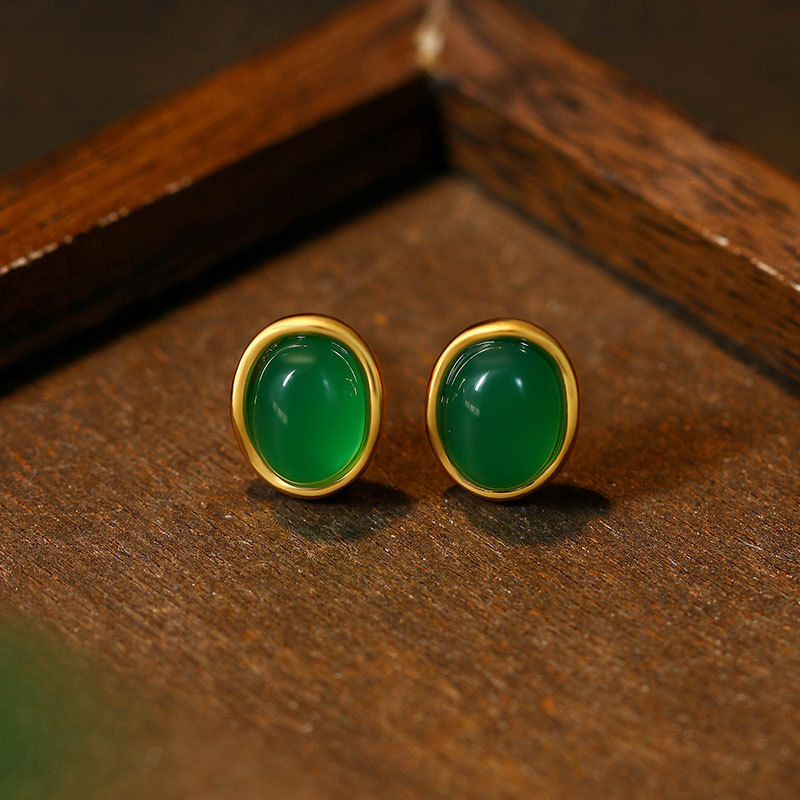 Earrings - Grüne natürliche Jade-Ohrringe, Talismane, luxuriöse Geschenke