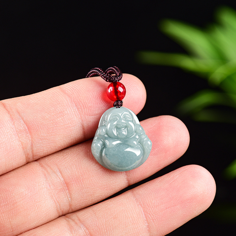 Necklaces - Myanmar Jadeit Guanyin Buddha Anhänger Halskette