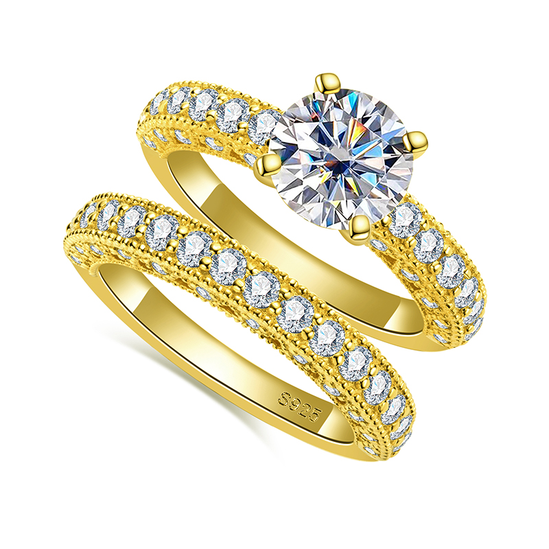 Moissanite Engagement Ring 1 Carat - Ringset für Damen 925 Sterling Silber
