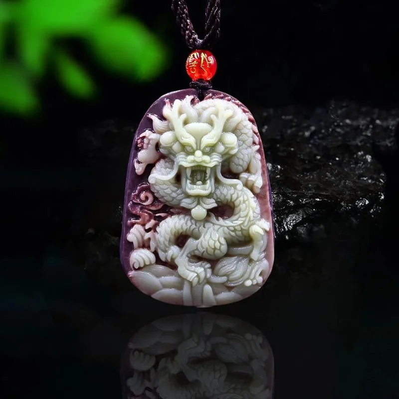 Necklaces - Lila Robe Jade Drache Anhänger Halskette