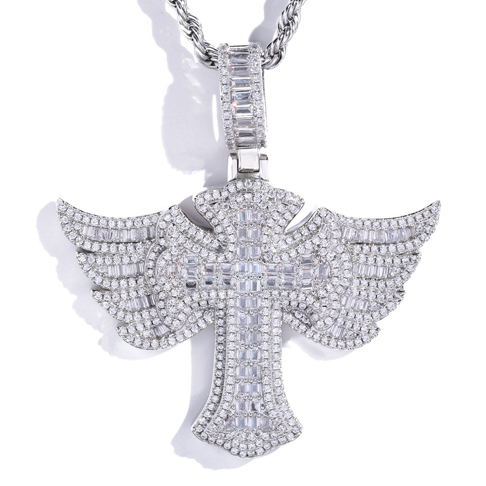 Cross Pendant Necklace Gold - Hip Hop Volldiamant 18 Karat vergoldet