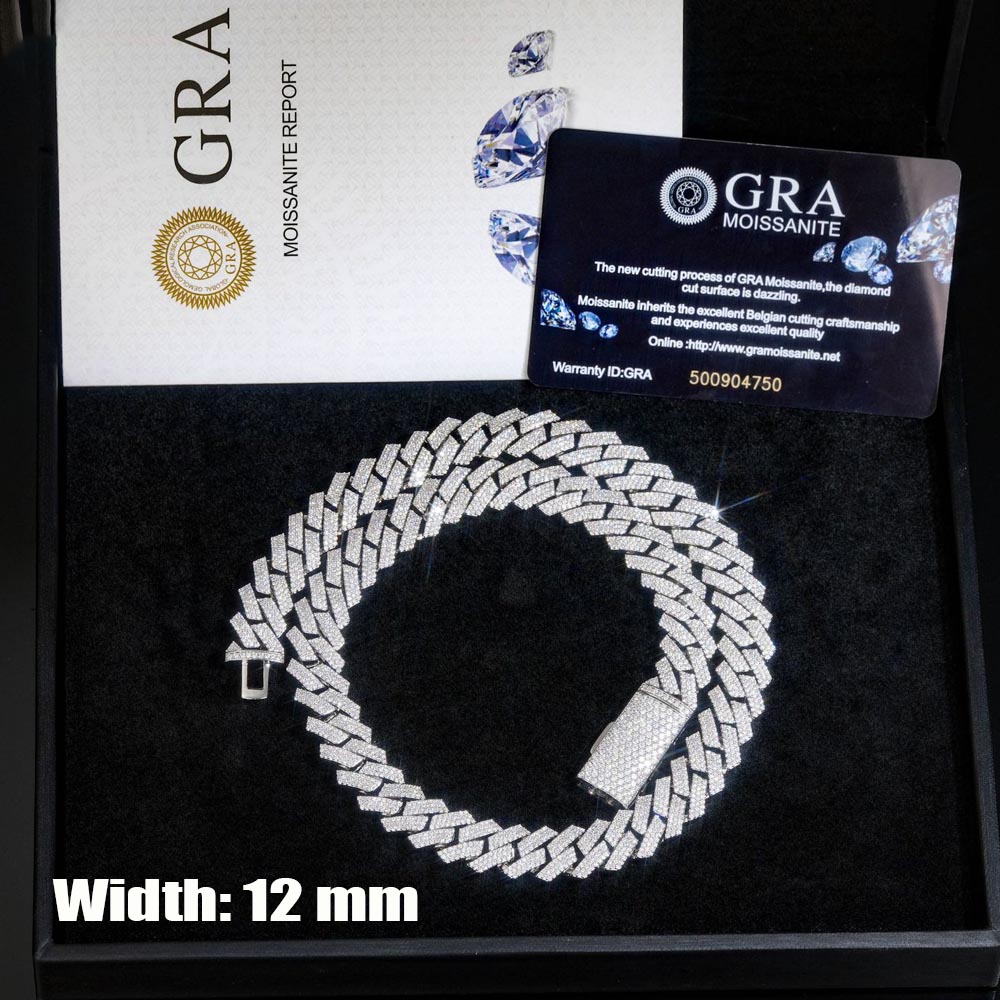 12mm 3-reihige Moissanit Iced  – Cuban Link Chain 12Mm Bewertung und Preis