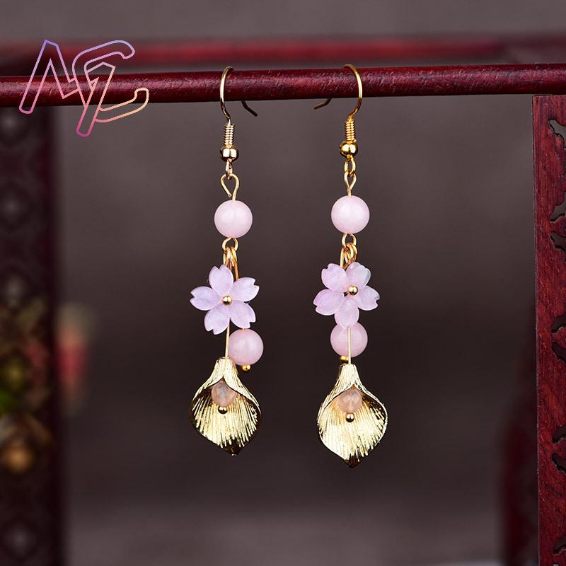 Rosa natürliche Jade-Blumen-Oh – Earrings Bewertung und Preis