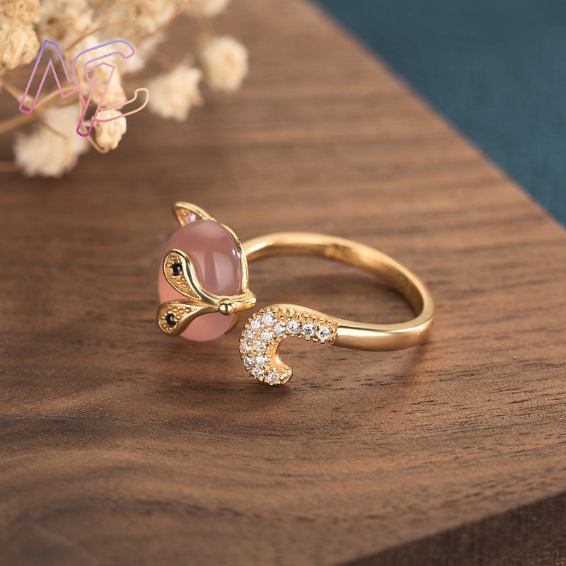 Rosa natürliche Jade-Fuchs-Rin – Rings Bewertung und Preis