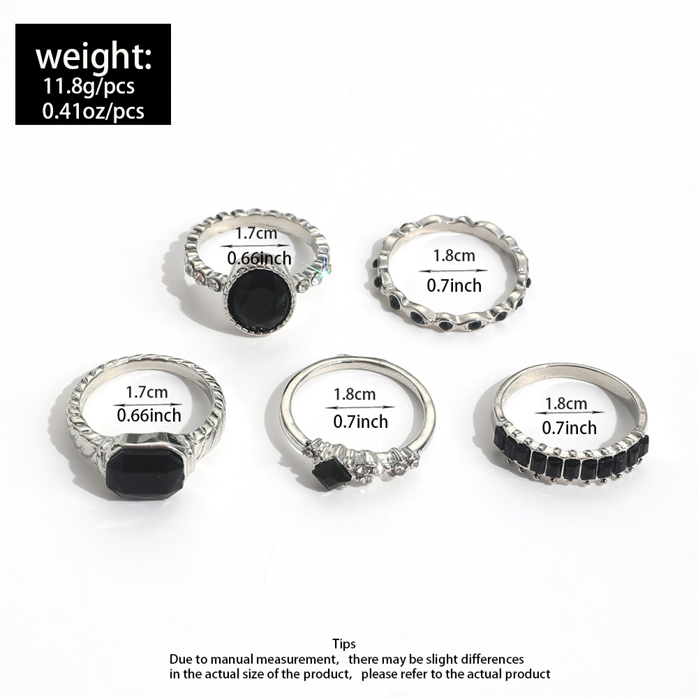 Retro-Ringset mit schwarzen Kr – Vintage Punk Knuckle Rings Set Bewertung und Preis